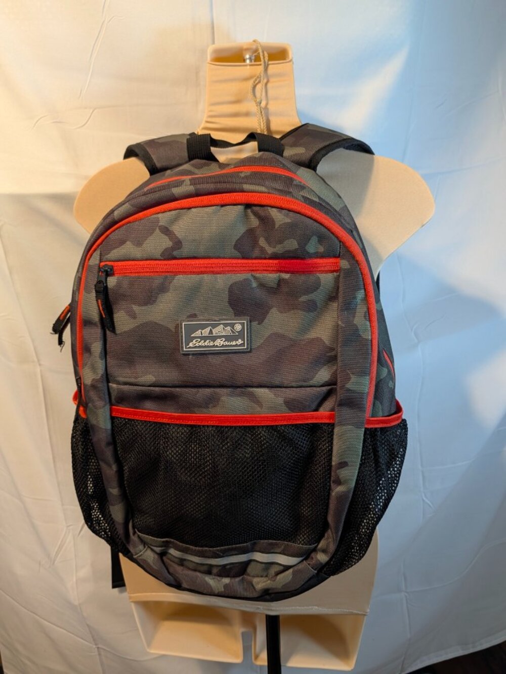 Eddie Bauer Unisex Adjustable Green Camo Backpack Laptop Camping College 5 pockt